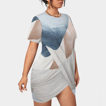 Load image into Gallery viewer, All-Over Print Women’s Stacked Hem Dress With Short Sleeve(Plus Size)