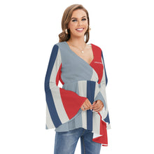 Load image into Gallery viewer, All-Over Print Women's V-neck Blouse With Flared Sleeves