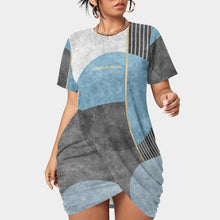 Load image into Gallery viewer, All-Over Print Women’s Stacked Hem Dress With Short Sleeve(Plus Size)