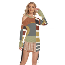 Load image into Gallery viewer, All-Over Print Women's One-shoulder Dress With Waist Shirring