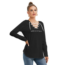 Load image into Gallery viewer, All-Over Print Women's Long Sleeve Neckline Tie Sweatshirt