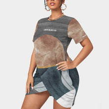 Load image into Gallery viewer, All-Over Print Women’s Stacked Hem Dress With Short Sleeve(Plus Size)