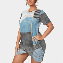 Load image into Gallery viewer, All-Over Print Women’s Stacked Hem Dress With Short Sleeve(Plus Size)