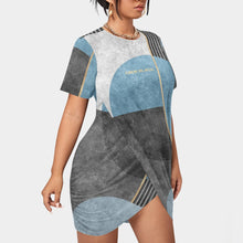 Load image into Gallery viewer, All-Over Print Women’s Stacked Hem Dress With Short Sleeve(Plus Size)