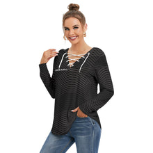 Load image into Gallery viewer, All-Over Print Women's Long Sleeve Neckline Tie Sweatshirt
