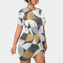 Load image into Gallery viewer, All-Over Print Women’s Stacked Hem Dress With Short Sleeve(Plus Size)