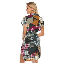 Load image into Gallery viewer, All-Over Print Women's Stand-up Collar Casual Dress With Belt