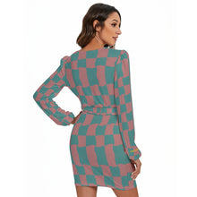 Load image into Gallery viewer, All-Over Print Women's Long Sleeve Dress With Waist Belt