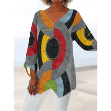 Load image into Gallery viewer, All-Over Print Women's V-neck T-shirt With Irregular Hem