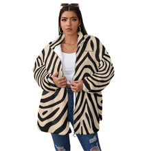 Load image into Gallery viewer, All-Over Print Unisex Borg Fleece Stand-up Collar Coat With Zipper Closure(Plus Size)