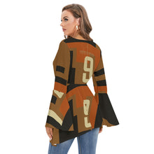 Load image into Gallery viewer, All-Over Print Women's V-neck Blouse With Flared Sleeves