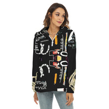 Load image into Gallery viewer, All-Over Print Women's Borg Fleece Hoodie With Half Zip