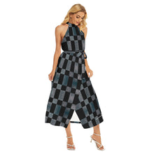 Load image into Gallery viewer, All-Over Print Women's Wrap Hem Belted Halter Dress
