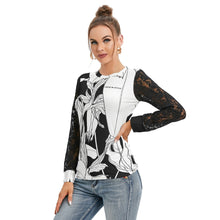 Load image into Gallery viewer, All-Over Print Women's T-shirt And Sleeve With Black Lace
