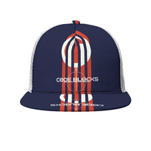 Load image into Gallery viewer, All-Over Print Black Buckle Flat-brimmed Mesh Cap With Box