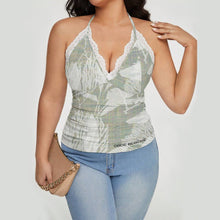 Load image into Gallery viewer, All-Over Print Women's Lace-Trimmed Tie-Back Top