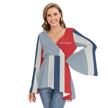 Load image into Gallery viewer, All-Over Print Women's V-neck Blouse With Flared Sleeves