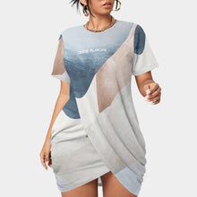 Load image into Gallery viewer, All-Over Print Women’s Stacked Hem Dress With Short Sleeve(Plus Size)