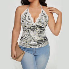 Load image into Gallery viewer, All-Over Print Women's Lace-Trimmed Tie-Back Top