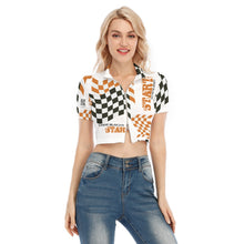 Load image into Gallery viewer, All-Over Print Women's Short Sleeve T-shirt With Two-way Zipper