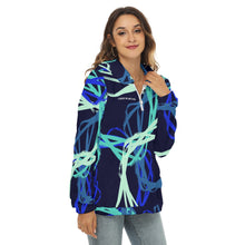 Load image into Gallery viewer, All-Over Print Women's Borg Fleece Hoodie With Half Zip