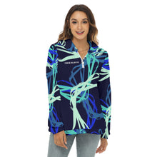 Load image into Gallery viewer, All-Over Print Women's Borg Fleece Hoodie With Half Zip