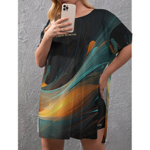 Load image into Gallery viewer, All-Over Print Women's Drop-Shoulder T-Shirt with Side Split and Shorts (Plus Size)