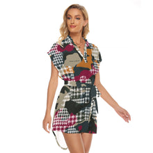 Load image into Gallery viewer, All-Over Print Women's Stand-up Collar Casual Dress With Belt