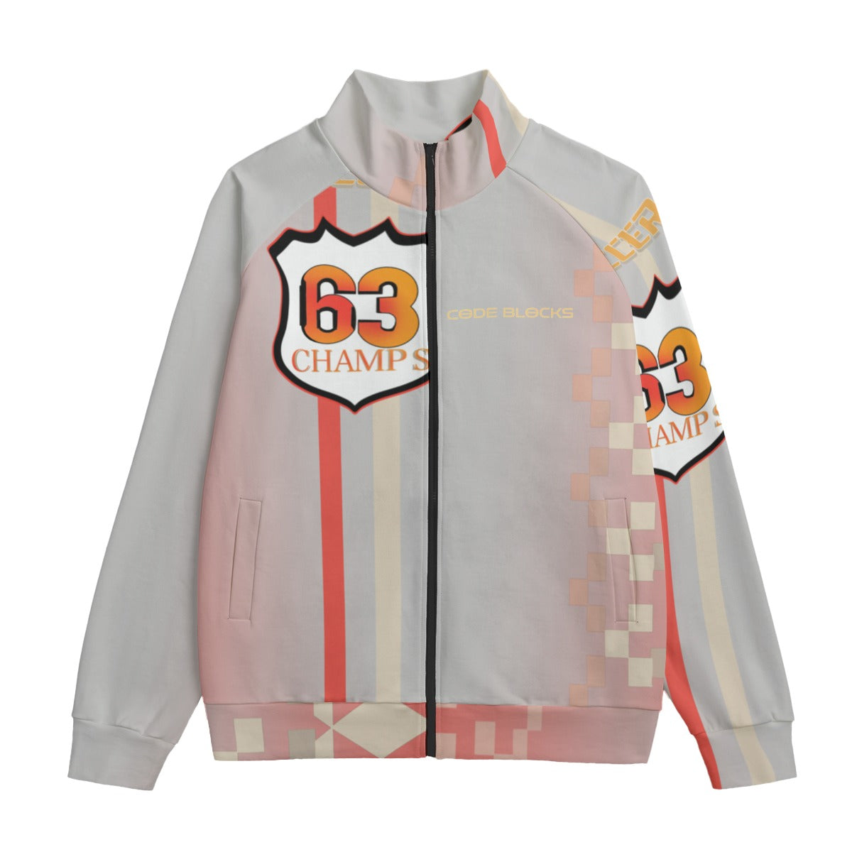 Pleated Spray-painted Stand-up Collar Jacket