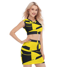 Load image into Gallery viewer, All-Over Print Women's Collarless V Collar Vest Skirt Suit