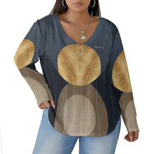 Load image into Gallery viewer, All-Over Print Women's V-neck T-shirt With Curved Hem(Plus Size)