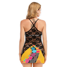 Load image into Gallery viewer, All-Over Print Women's Black Lace Cami Dress