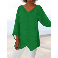 Load image into Gallery viewer, All-Over Print Women's V-neck T-shirt With Irregular Hem