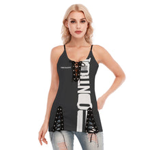 Load image into Gallery viewer, All-Over Print Women's V-neck Eyelet Lace-up Cami Dress