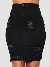 Load image into Gallery viewer, Ripped Denim Skirt H9MZ8QTDKN