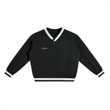 Load image into Gallery viewer, V-Neck Contrast Collar Boxy Sweatshirt