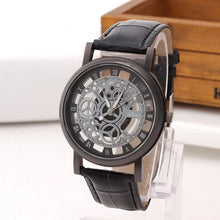 Load image into Gallery viewer, Fashion Business Skeleton Watch Men Engraving Hollow Reloj Hombre Dress Quartz Wristwatch Leather Band Women Clock Relojes Mujer