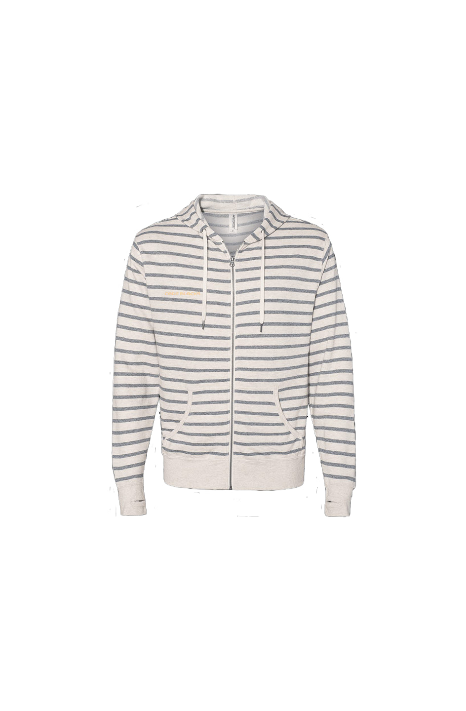 Oatmeal Heather Stripe Zip Hooded Sweatshirt CODEBLOCKSCLOTHING