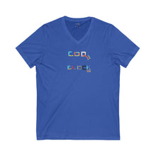 Load image into Gallery viewer, Unisex Jersey Short Sleeve V-Neck Tee