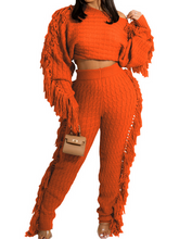 Load image into Gallery viewer, New Women's Casual Solid Knitted Long Sleeve Tassel Set HWWKP3LDYP