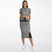 Load image into Gallery viewer, Fashion Cropped Short Sleeve Sweatshirt and Long Pocket Skirt Set – AOP