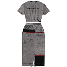 Load image into Gallery viewer, Fashion Cropped Short Sleeve Sweatshirt and Long Pocket Skirt Set – AOP