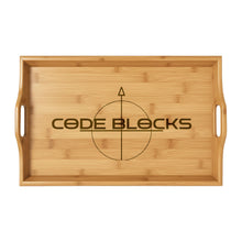Load image into Gallery viewer, Engraved Bamboo Serving Tray — 'CODE BLOCKS' Tech Logo Decorative Serving Platter