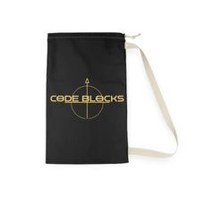 Load image into Gallery viewer, Code Blocks Gold Logo Laundry Bag — Tech Gamer Drawstring Bag