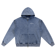 Load image into Gallery viewer, Snow Wash Oversized Zip-Up Hoodie