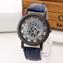 Load image into Gallery viewer, Fashion Business Skeleton Watch Men Engraving Hollow Reloj Hombre Dress Quartz Wristwatch Leather Band Women Clock Relojes Mujer