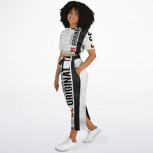 Load image into Gallery viewer, Athletic Cropped Short Sleeve Sweatshirt and Long Pocket Skirt Set – AOP