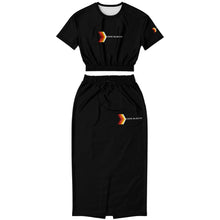 Load image into Gallery viewer, Athletic Cropped Short Sleeve Sweatshirt and Long Pocket Skirt Set – AOP