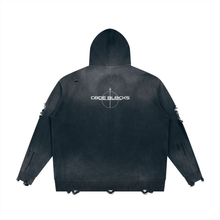 Load image into Gallery viewer, Unisex Distressed Full Zip Sweater