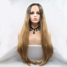Load image into Gallery viewer, 13*3" Lace Front Wigs Synthetic Long Straight 24" 130% Density